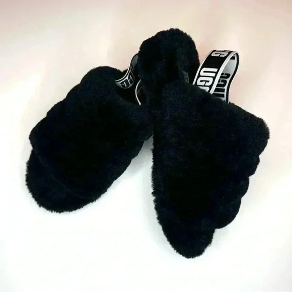 UGG Women's Fluff Yeah Black Slide Size- 7 - Picture 6 of 9
